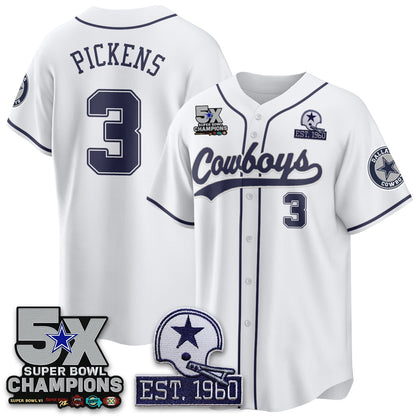 DAL 5-Time Champions Patch Limited Baseball Jersey - Stitched