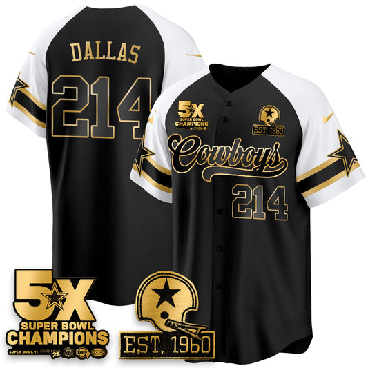 DAL 5-Time Champions Patch Vapor Limited Gold Baseball Jersey - Stitched