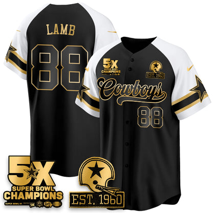 DAL 5-Time Champions Patch Vapor Limited Gold Baseball Jersey - Stitched