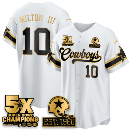 DAL 5-Time Champions Patch Vapor Limited Gold Baseball Jersey - Stitched