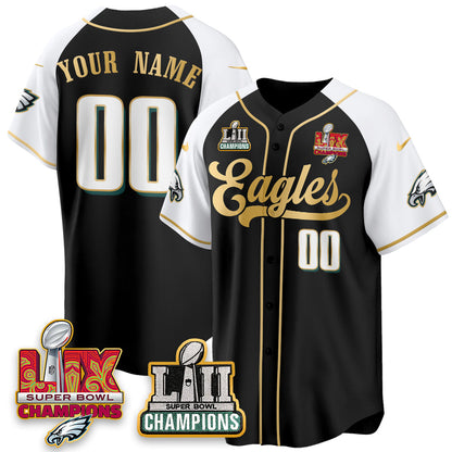 PHI LII-LIX Super Bowl Champions Vapor Limited Gold Baseball Custom Jersey - Stitched