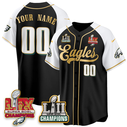 PHI LII-LIX Super Bowl Champions Vapor Limited Gold Baseball Custom Jersey - Stitched