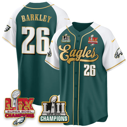PHI LII-LIX Super Bowl Champions Vapor Limited Gold Baseball Jersey - Stitched