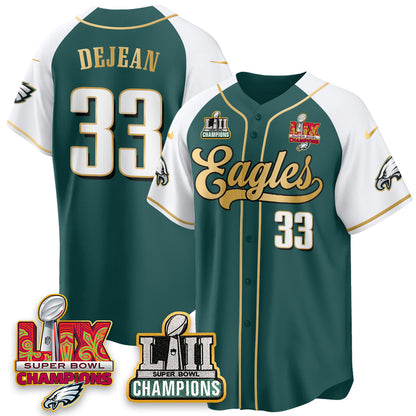 PHI LII-LIX Super Bowl Champions Vapor Limited Gold Baseball Jersey - Stitched