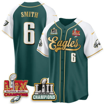 PHI LII-LIX Super Bowl Champions Vapor Limited Gold Baseball Jersey - Stitched