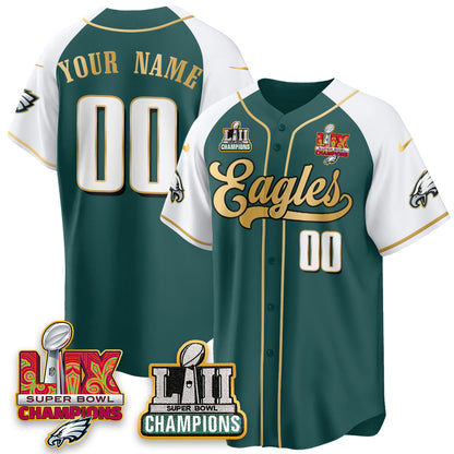 PHI LII-LIX Super Bowl Champions Vapor Limited Gold Baseball Custom Jersey - Stitched
