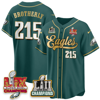 PHI LII-LIX Super Bowl Champions Vapor Limited Gold Baseball Jersey - Stitched