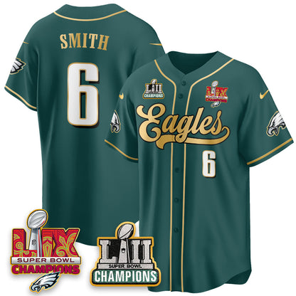 PHI LII-LIX Super Bowl Champions Vapor Limited Gold Baseball Jersey - Stitched