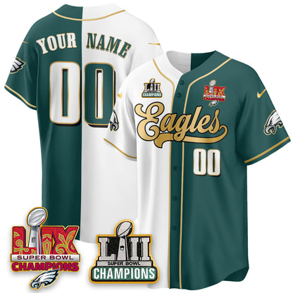 PHI LII-LIX Super Bowl Champions Vapor Limited Gold Baseball Custom Jersey - Stitched