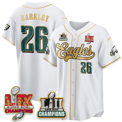 PHI LII-LIX Super Bowl Champions Vapor Limited Gold Baseball Jersey - Stitched