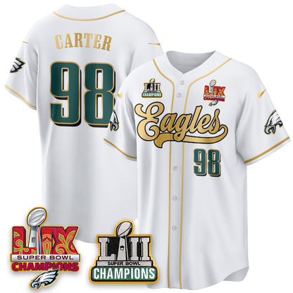 PHI LII-LIX Super Bowl Champions Vapor Limited Gold Baseball Jersey - Stitched
