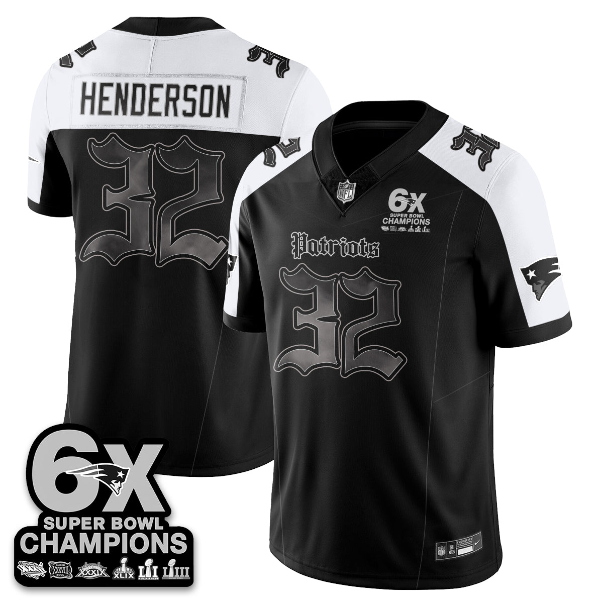 NE 'Dark Gothic' Vapor Limited Jersey - 6-Time Champions - Stitched