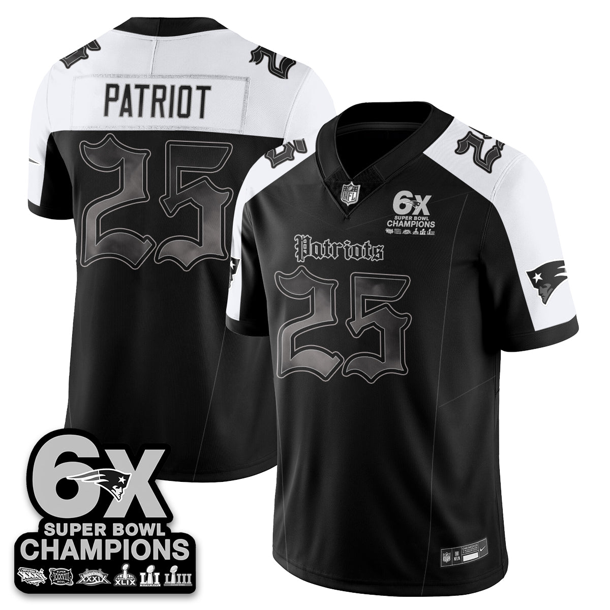 NE 'Dark Gothic' Vapor Limited Jersey - 6-Time Champions - Stitched