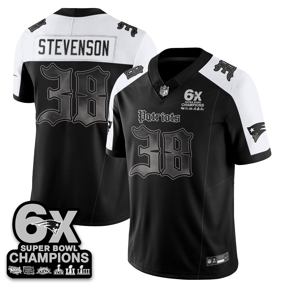 NE 'Dark Gothic' Vapor Limited Jersey - 6-Time Champions - Stitched