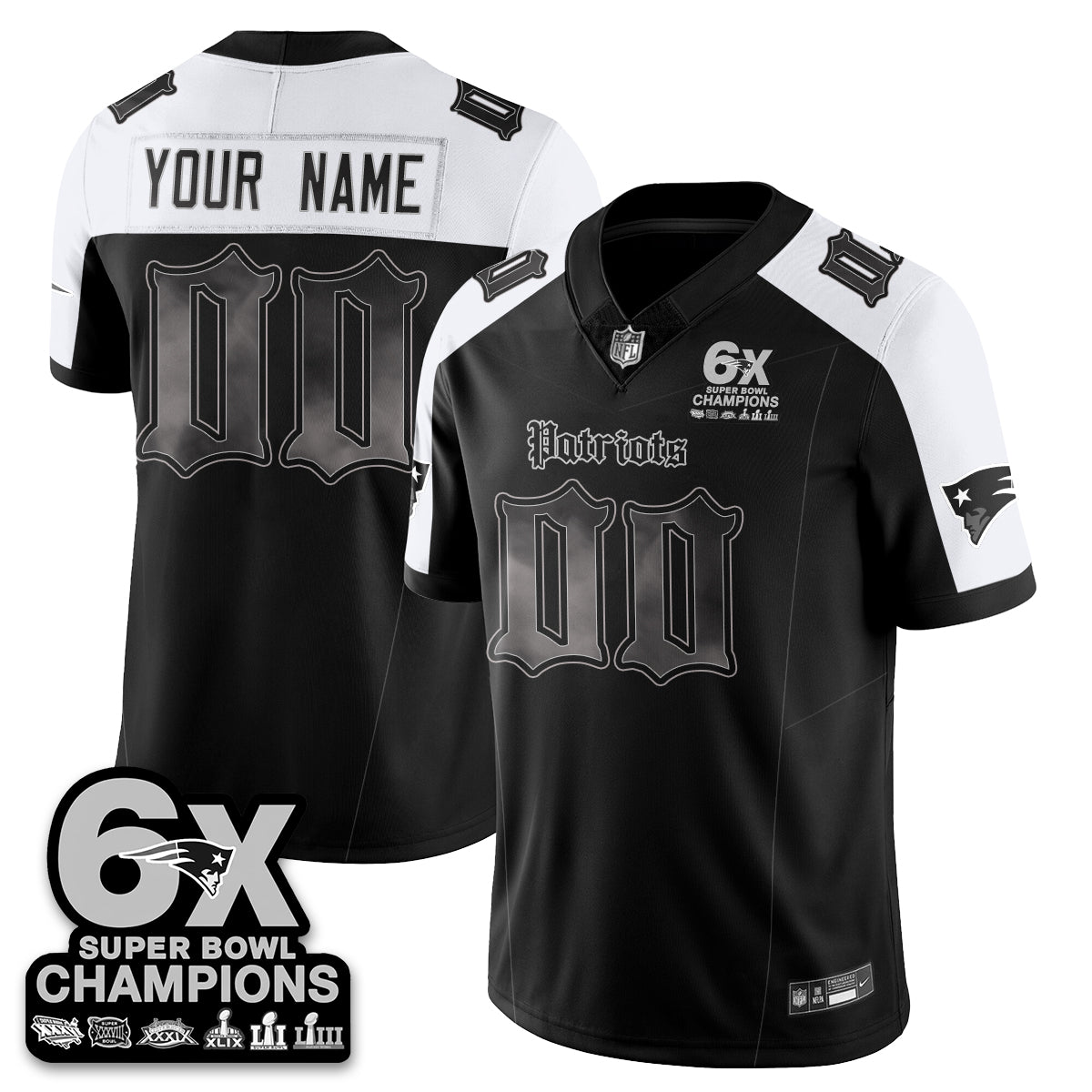 NE 'Dark Gothic' Vapor Limited Jersey - 6-Time Champions - Stitched