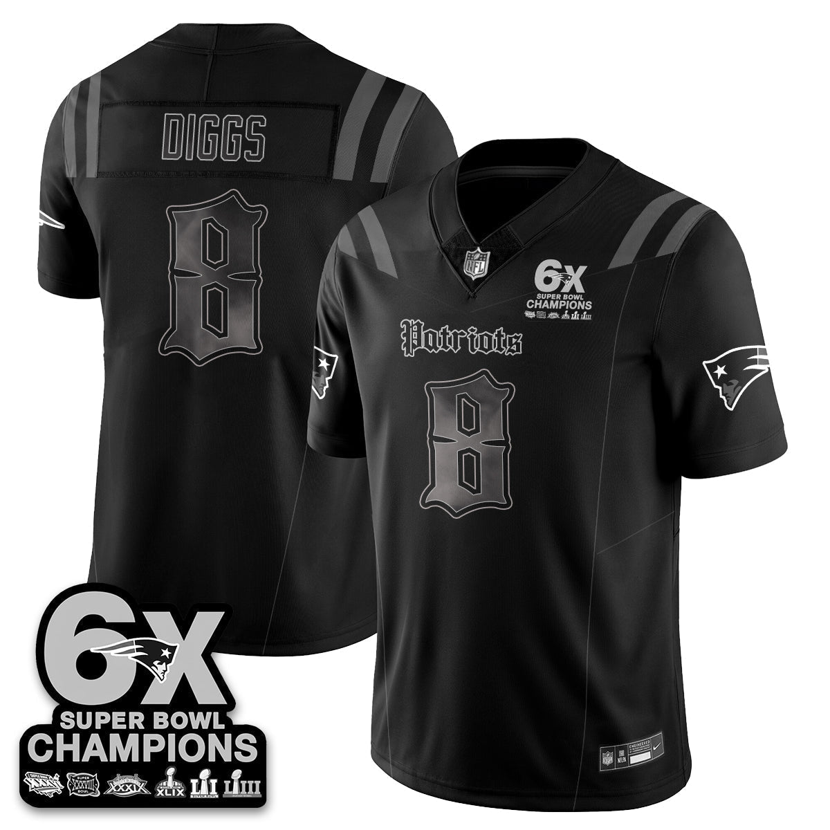 NE 'Dark Gothic' Vapor Limited Jersey - 6-Time Champions - Stitched