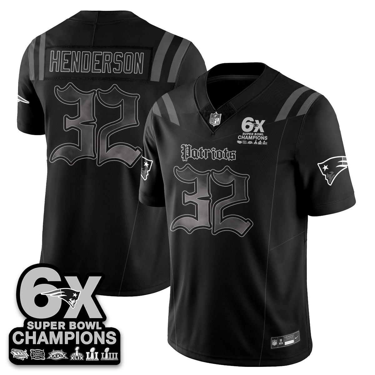 NE 'Dark Gothic' Vapor Limited Jersey - 6-Time Champions - Stitched