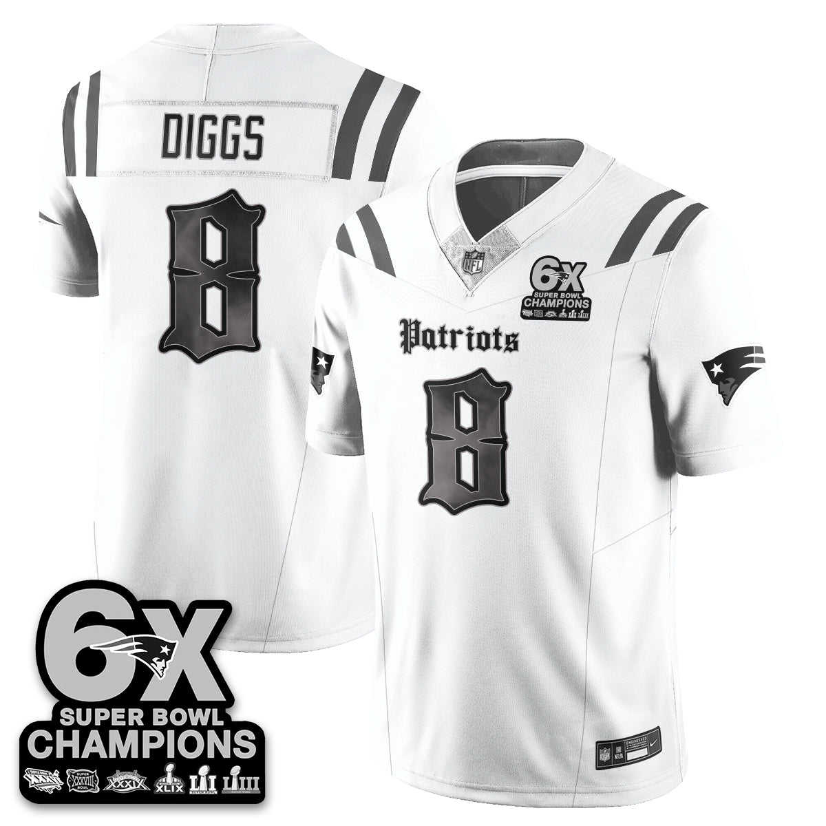 NE 'Dark Gothic' Vapor Limited Jersey - 6-Time Champions - Stitched
