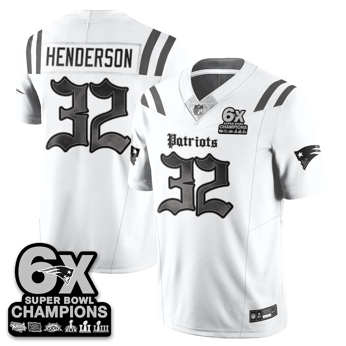 NE 'Dark Gothic' Vapor Limited Jersey - 6-Time Champions - Stitched
