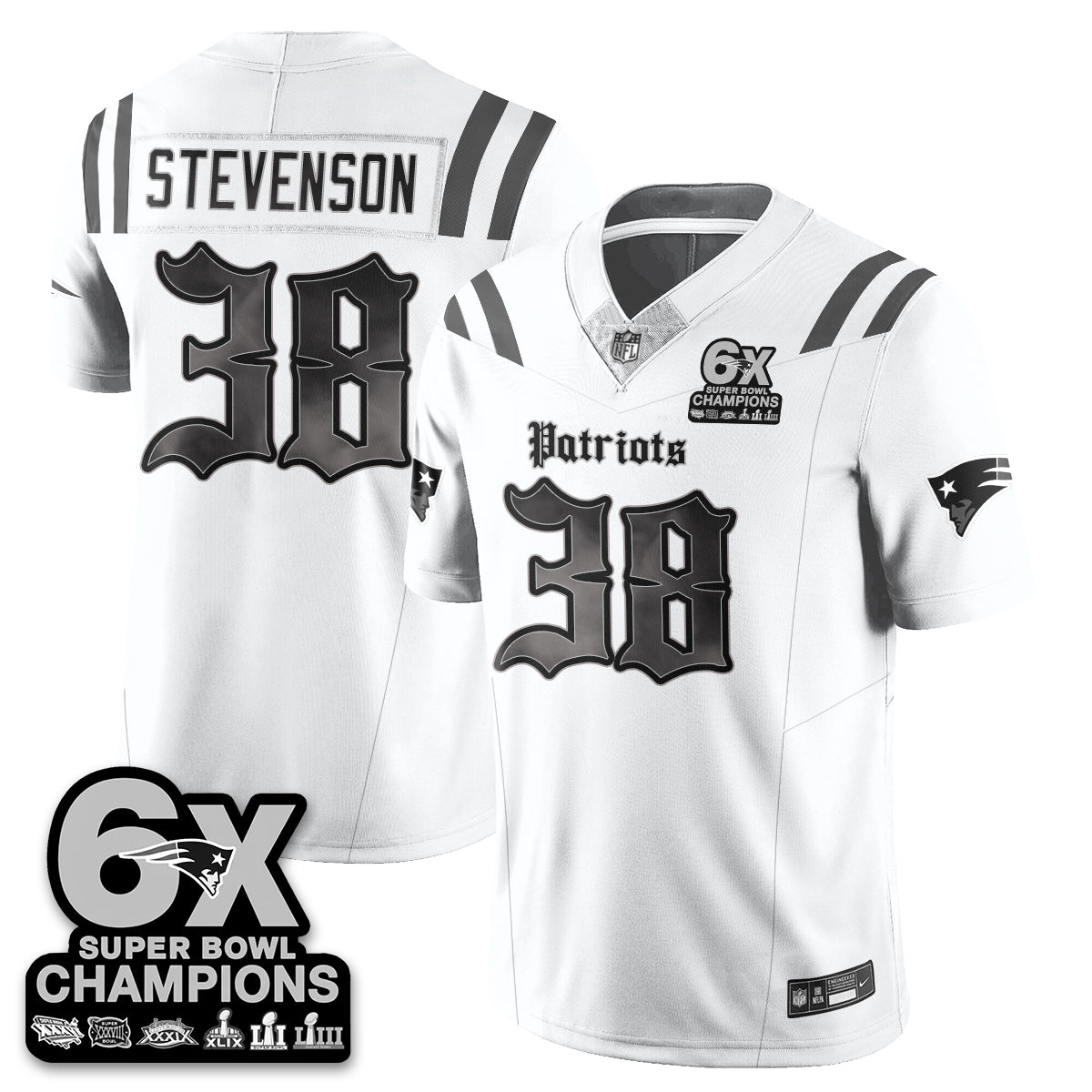 NE 'Dark Gothic' Vapor Limited Jersey - 6-Time Champions - Stitched