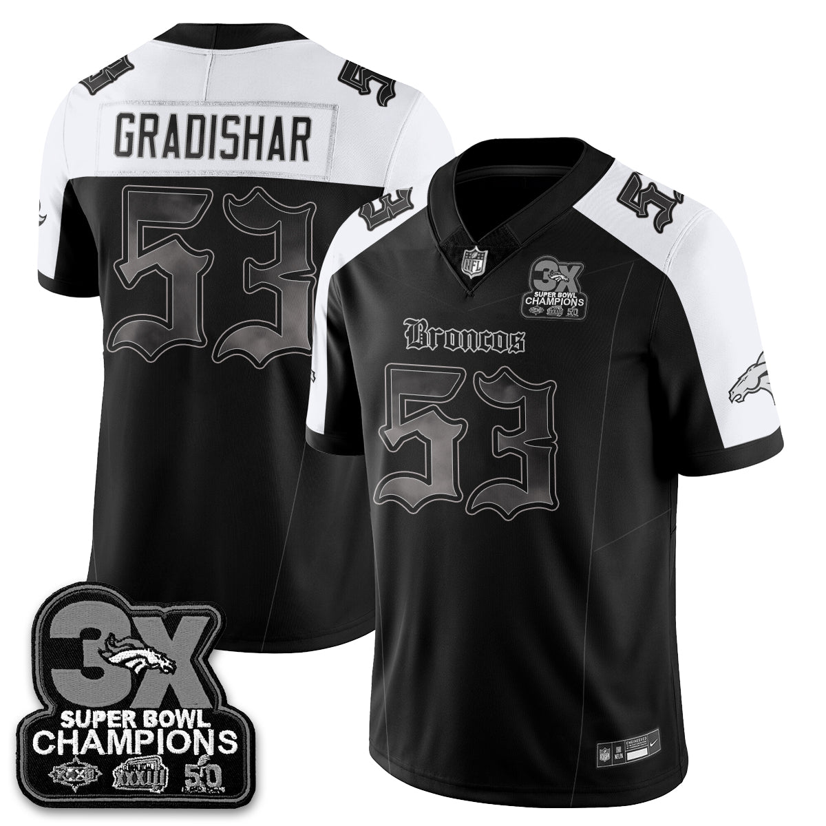 DEN 'Dark Gothic' Vapor Limited Jersey - 3-Time Champions - Stitched