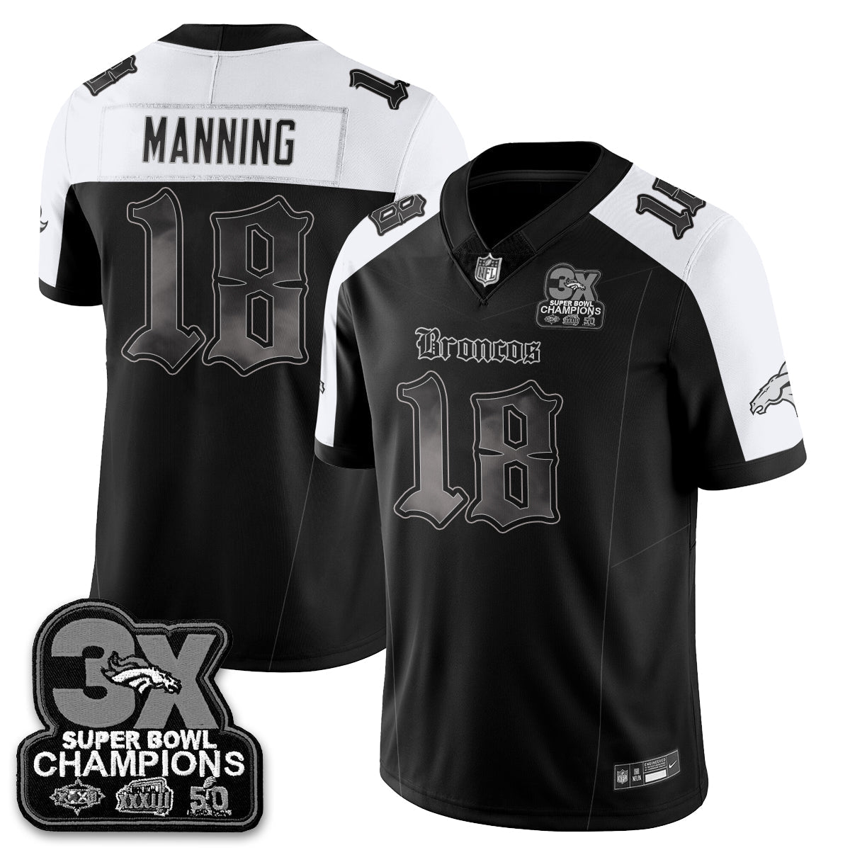 DEN 'Dark Gothic' Vapor Limited Jersey - 3-Time Champions - Stitched