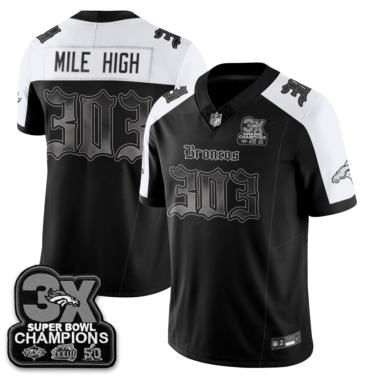 DEN 'Dark Gothic' Vapor Limited Jersey - 3-Time Champions - Stitched
