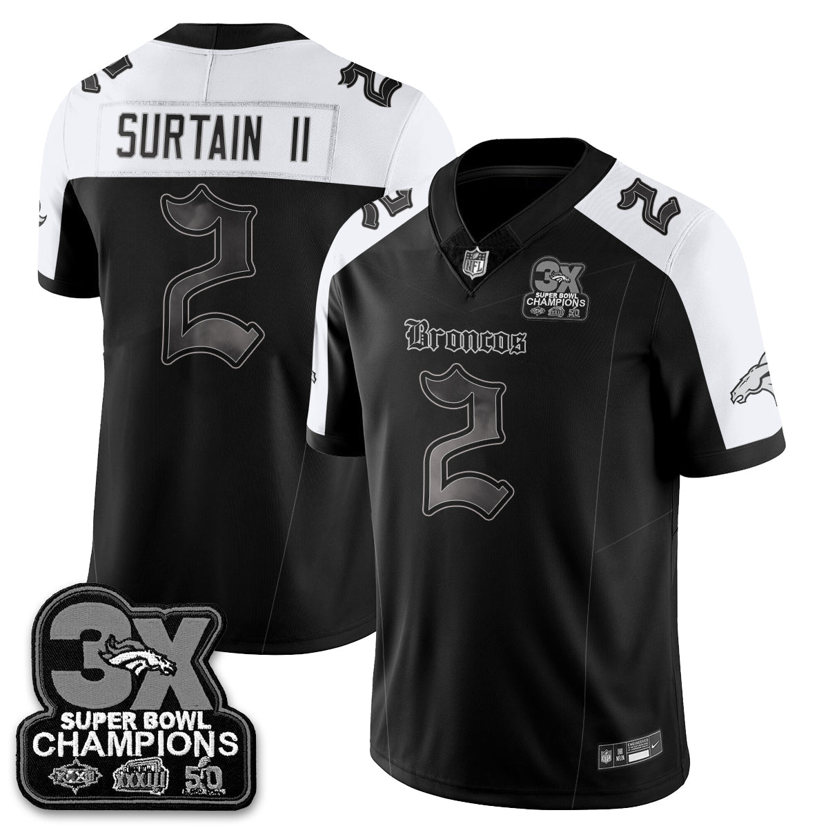 DEN 'Dark Gothic' Vapor Limited Jersey - 3-Time Champions - Stitched