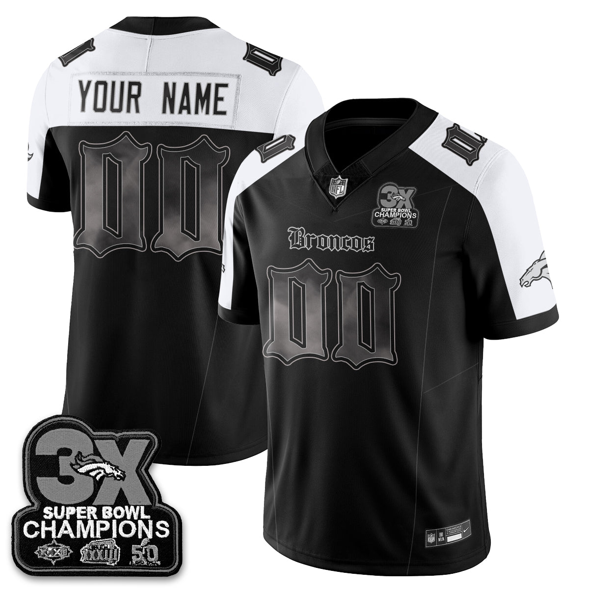 DEN 'Dark Gothic' Vapor Limited Jersey - 3-Time Champions - Stitched