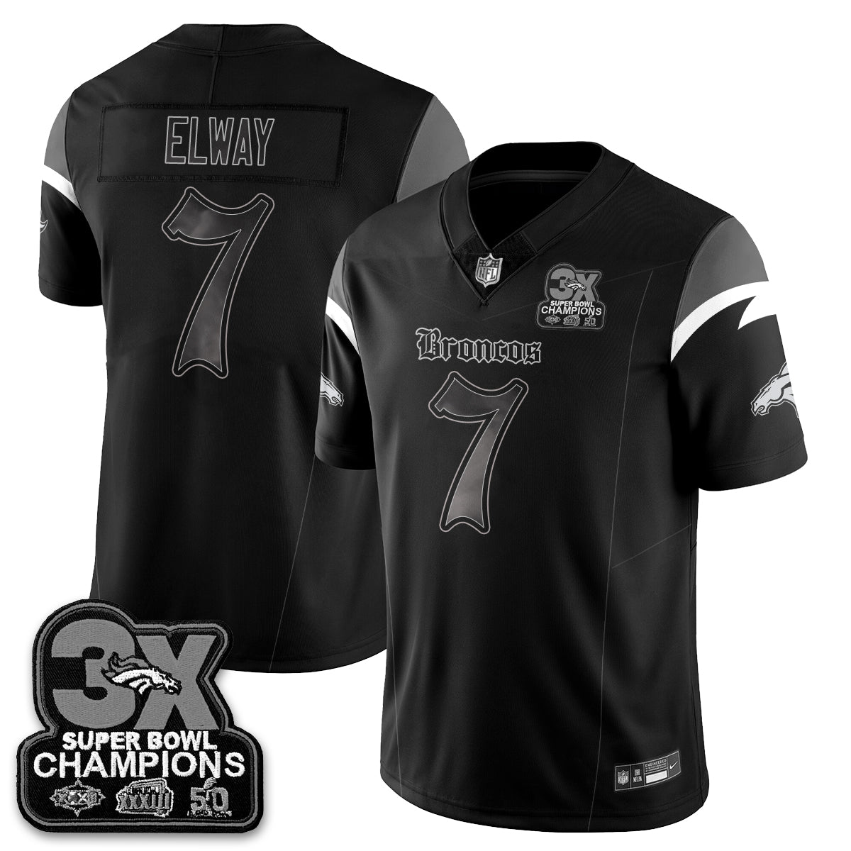 DEN 'Dark Gothic' Vapor Limited Jersey - 3-Time Champions - Stitched