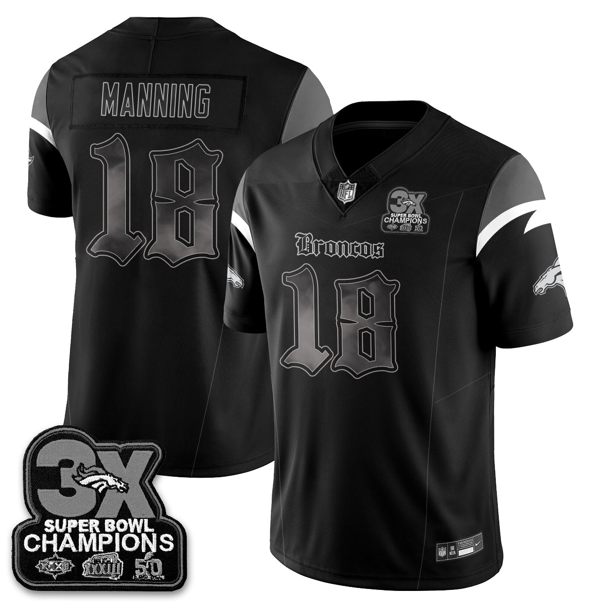 DEN 'Dark Gothic' Vapor Limited Jersey - 3-Time Champions - Stitched