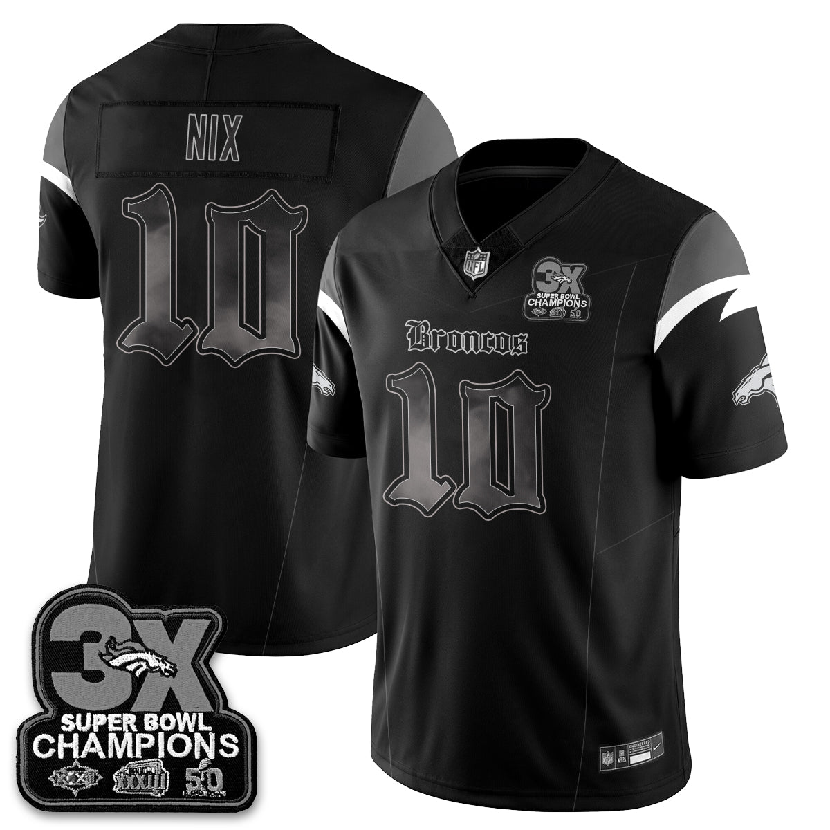 DEN 'Dark Gothic' Vapor Limited Jersey - 3-Time Champions - Stitched