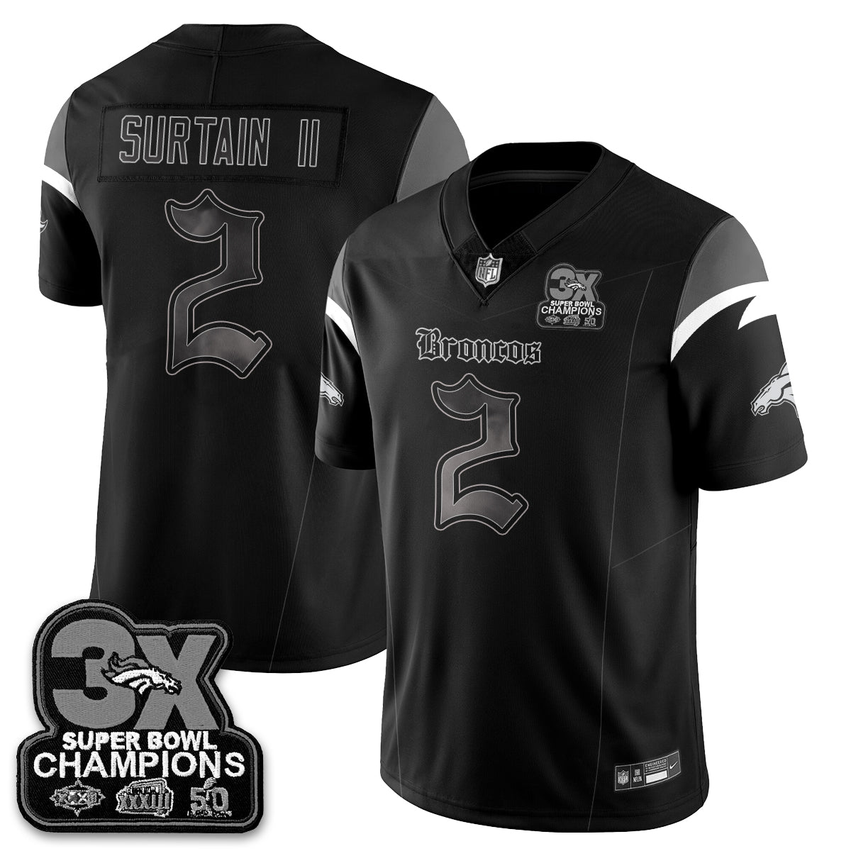 DEN 'Dark Gothic' Vapor Limited Jersey - 3-Time Champions - Stitched
