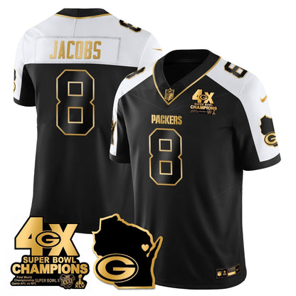 GB 4-Time Champions Patch Vapor Limited Gold Jersey - Stitched