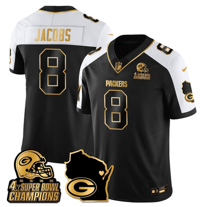 GB 4-Time Champions Patch Vapor Limited Gold Jersey - Stitched