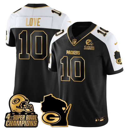 GB 4-Time Champions Patch Vapor Limited Gold Jersey - Stitched