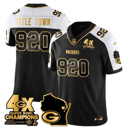GB 4-Time Champions Patch Vapor Limited Gold Jersey - Stitched