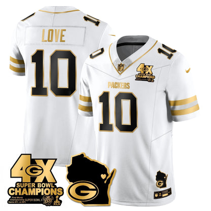 GB 4-Time Champions Patch Vapor Limited Gold Jersey - Stitched