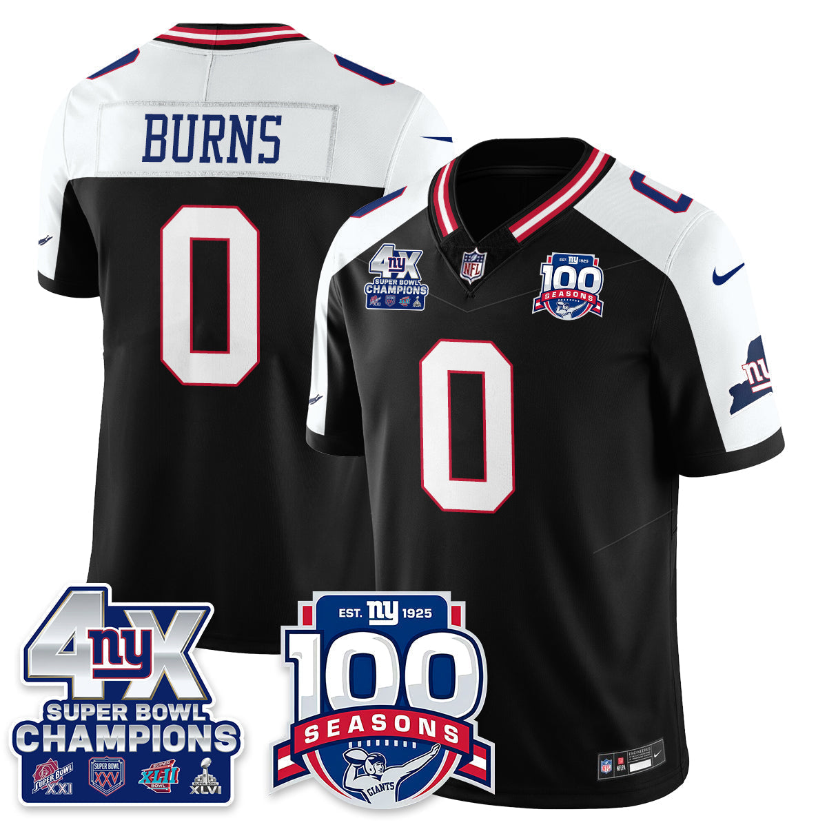 NYG 4-Time Champions Vapor Limited Jersey- 100th Season - Stitched