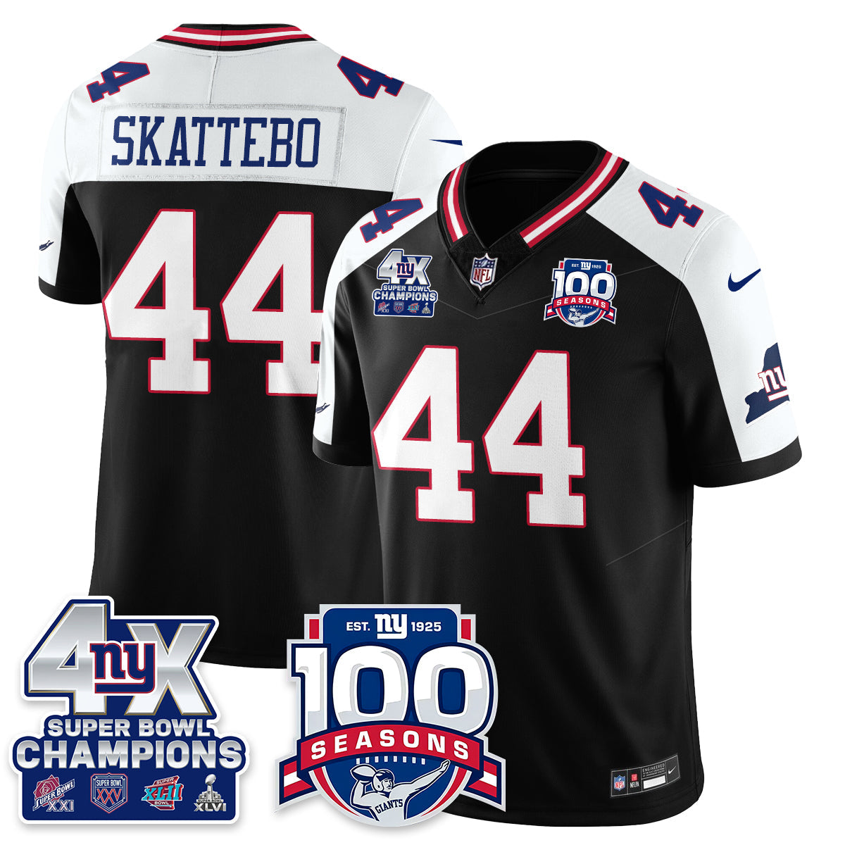 NYG 4-Time Champions Vapor Limited Jersey- 100th Season - Stitched