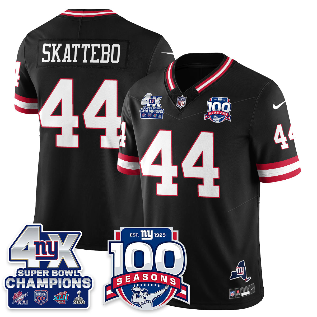 NYG 4-Time Champions Vapor Limited Jersey- 100th Season - Stitched
