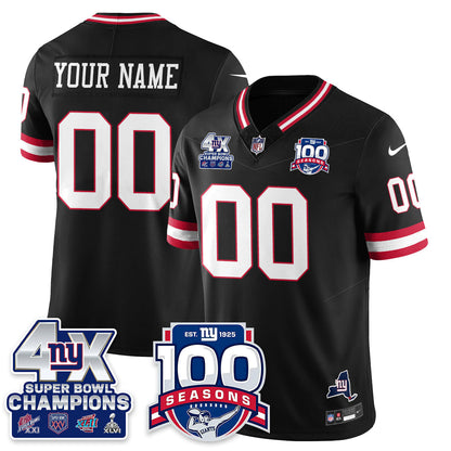 NYG 4-Time Champions Vapor Limited Custom Jersey- 100th Season - Stitched