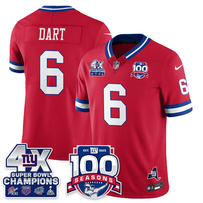 NYG 4-Time Champions Vapor Limited Jersey- 100th Season - Stitched