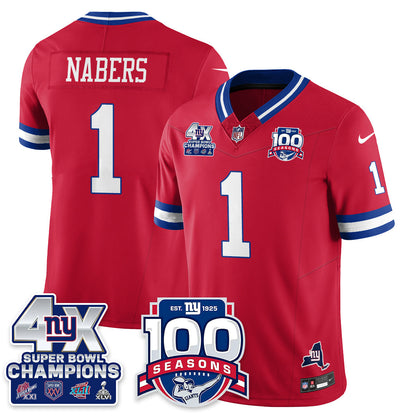 NYG 4-Time Champions Vapor Limited Jersey- 100th Season - Stitched