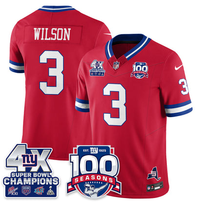 NYG 4-Time Champions Vapor Limited Jersey- 100th Season - Stitched