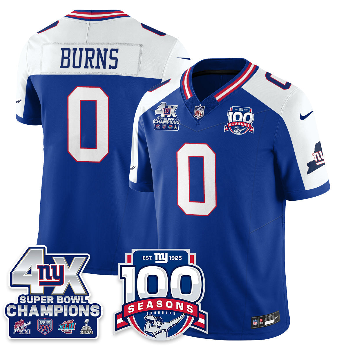 NYG 4-Time Champions Vapor Limited Jersey- 100th Season - Stitched