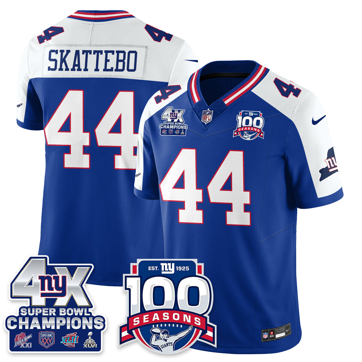 NYG 4-Time Champions Vapor Limited Jersey- 100th Season - Stitched