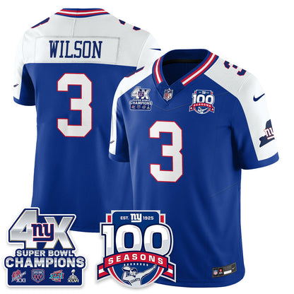 NYG 4-Time Champions Vapor Limited Jersey- 100th Season - Stitched