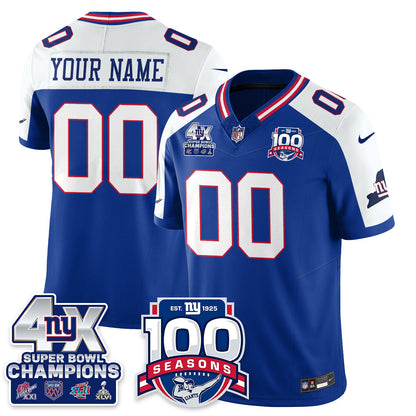 NYG 4-Time Champions Vapor Limited Jersey- 100th Season - Stitched
