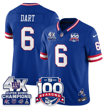 NYG 4-Time Champions Vapor Limited Jersey- 100th Season - Stitched